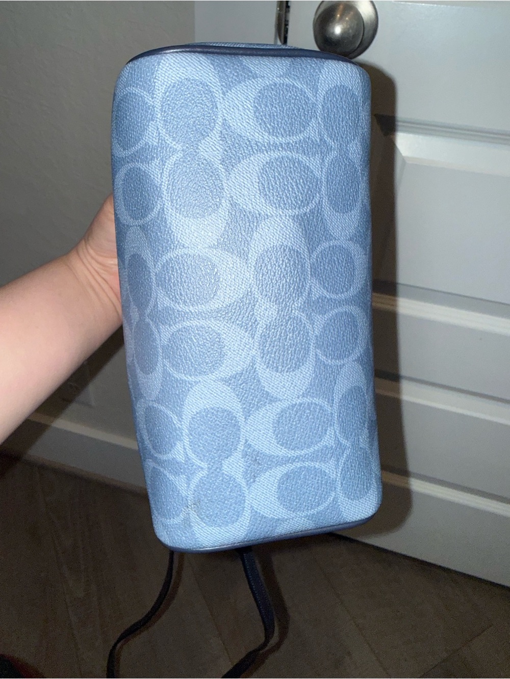 Small Coach Blue Signature Canvas Crossbody with Navy Trim - Picture 5 of 7
